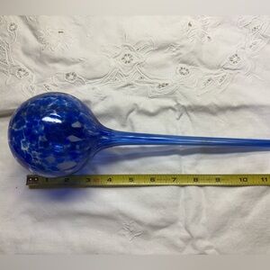 Vintage Hand Blown Large Blue  Glass Watering Globe
